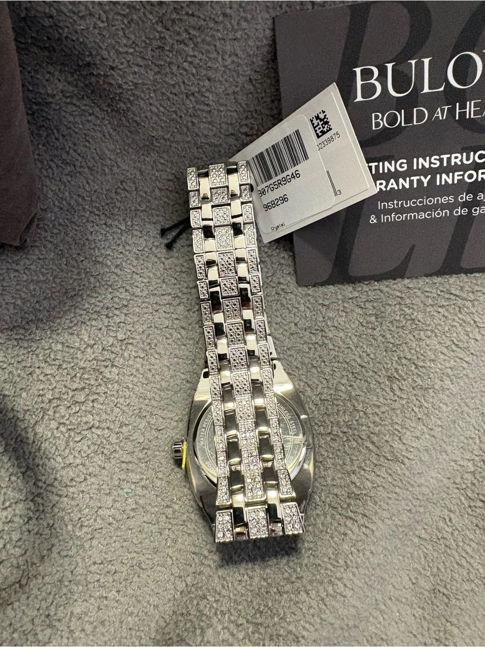 Bulova Silver Men's Pavé Crystal Bracelet Watch